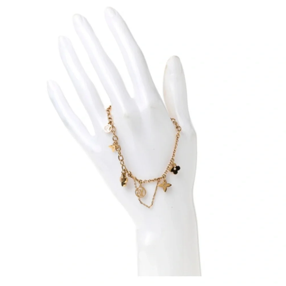 Louis Vuitton Monogram Charm Blooming Supple Bracelet | Gold - Picture 2 of 13